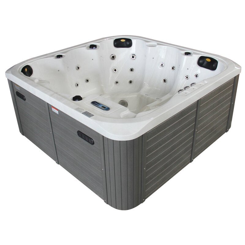 Sol 72 Outdoor? Aire 6 - Person 54 - Jet Acrylic Square Hot Tub with Ozonator in Gray