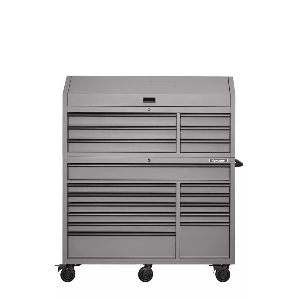 HEAVY-DUTY 56 IN. W 18-DRAWER COMBINATION TOOL CHEST AND CABINET SET, MATTE GRAY